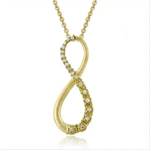 Yellow Gold Flashed Sterling Silver Cubic Zirconia Infinity Figure 8 Necklace - Picture 1 of 1