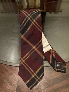 Paul Stuart Phineas Cole 100% Silk Tie Burgundy & Navy Blue Hand Made In England - Picture 1 of 6