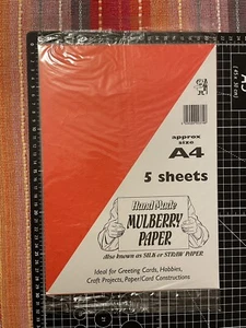 5x A4 Handmade Red Orange Mulberry Paper - Picture 1 of 3