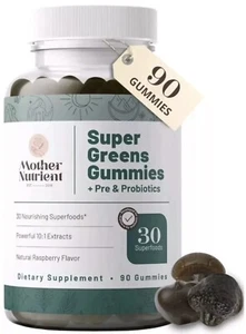Mother Nutrient Super Greens Gummies Pre ProBiotics 30 Superfoods 90 Ct Exp 8/25 - Picture 1 of 5