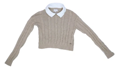 Cardigã suéter Pacific Republic pull & bear malha cabo bronzeado meninas jovens M - Imagem 1 de 4