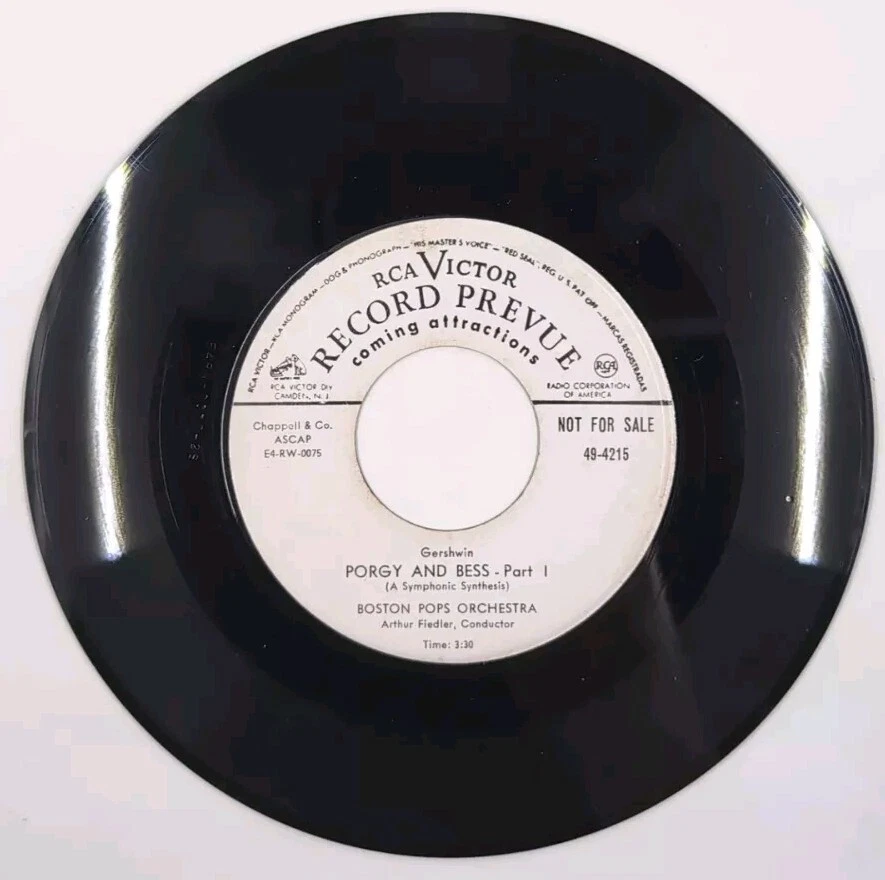 Porgy And Bess Gershwin 45 rpm 7" RCA Victor White Label Promo RARE EX/NM - Image 1 of 2