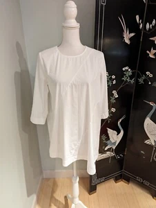 J.Jill Womens Small White Shirt Collection Diagonal Seam Tunic Blouse 3/4SLV 116 - Picture 1 of 10