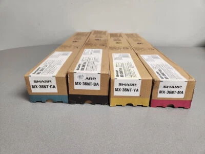 Sharp MX36NT Toner Cartridge Set Yellow Magenta Cyan Black GENUINE - Image 1 of 2