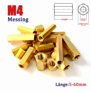 M4 Messing Distanzmuffen Sechskantmuttern Gewindehülsen Sechskant Abstandshalte - Picture 1 of 12
