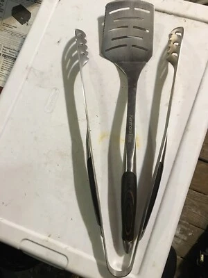 Kenmore Elite Barbacoa Acero Inoxidable Parrilla Pinza Espátula Aleta Pakka Mango Madera Foto 1 de 4