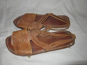 Vintage Thick Brown Hand Crafted Rustic Gladiator Woven Fisherman Sandals Mens 9 - Picture 1 of 6
