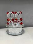 Sparkly Red Double Teddy Bear Crystal Ornament Crystocraft Home Decor, Gift