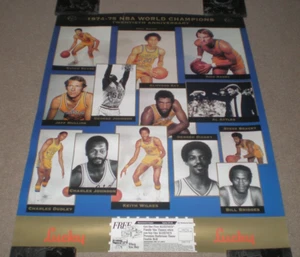 Golden State Warriors 1975 NBA CHAMPIONS 20th Anniversary Poster Rick Barry SGA - Picture 1 of 2