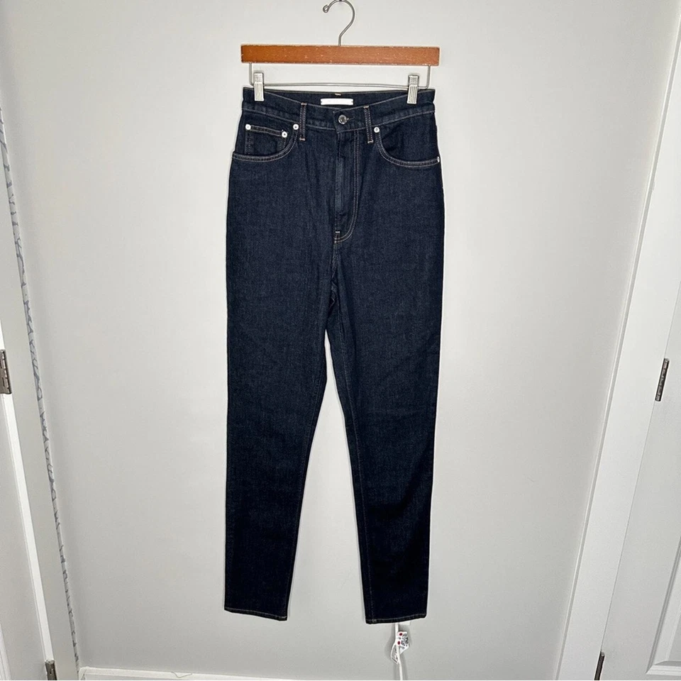 Jeans Helmut Lang lavagem escura tamanho 28 longo clássico lavagem grampo perna fina cintura alta - Imagem 1 de 4