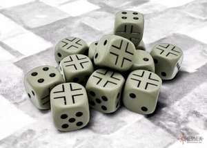 Chessex GERMANY WAR DICE (12) 16 mm grigio scuro/nero opaco CHX29061 - Foto 1 di 2