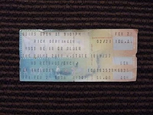 Talón de boleto de concierto usado de Rick Derringer 22 de febrero de 1979 The Palms - Imagen 1 de 2