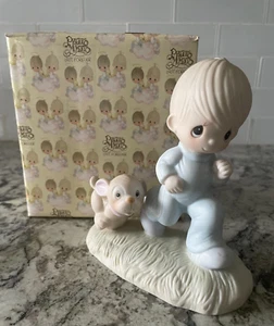 Precious Moments Gods Speed Figurine 1979 Boy with Dog - Picture 1 of 10