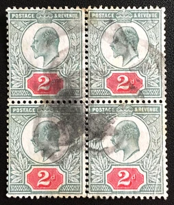 GB 1911-12 KEVII 2d Block of 4V Used SG292 GB3984 - Picture 1 of 3