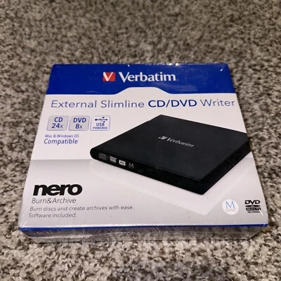 Verbatim External Slimline Portable CD/DVD Writer for PC and MAC #98938 - Image 1 of 2