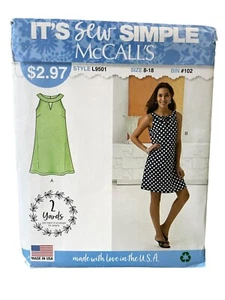 Vestido McCalls patrón de costura L9501 sin mangas hasta la rodilla falta talla 8-18 - Imagen 1 de 2