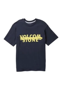 Volcom Big Boys L Short Sleeve Navy Blue Tee T-Shirt Cotton Cross Out NWT - Picture 1 of 1
