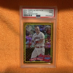 Mike Trout Gold Refractor /50 2024 Topps Chrome Silver Pack #100 Angels PSA 9 MT - Picture 1 of 9