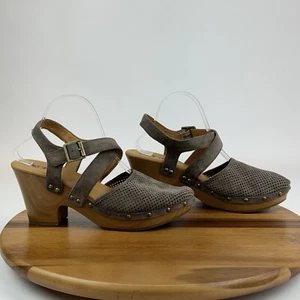 Womens Korks Kork-Ease Abloom Brown Suede Strappy Heeled Comfort Clogs Size 11 M - Picture 1 of 9
