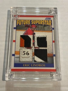 2024 JERSEY FUSION ROOKIE EDITION ERIC LINDROS 1/5 SCORE QUAD TAG PATCH C2 - Picture 1 of 2