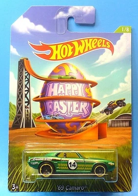 Hot Wheels 2014 Happy Easter Walmart exclusivo verde 69 Camaro S&H en caja 1/64 Foto 1 de 4