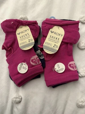 ROXY* 4 Pares 2 Juegos Calcetines Sin Puntera Sin Tacón Talla 9-11 Gris Azul Rosa Foto 1 de 4