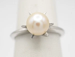 Women 14K White Gold Pearl Ring. 7mm Pearl. 2.4 Grams. Size 4.5 - Picture 1 of 12