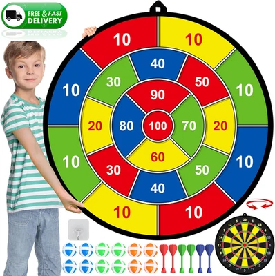 Large Kids Dart Board Double-Sided with Sticky Balls and Darts Indoor Outdoor - Image 1 of 4