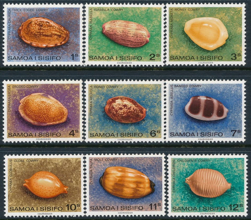 1978-1980 SAMOA SHELLS DEFINITIVAMENTE PARTE I CONJUNTO DE 9 EM PERFEITO ESTADO, SEM MARCA DE CHARNEIRA - Imagem 1 de 1