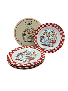 Chef Set of 4 Porcelain Dessert Plates or Wall Decor by Home Essentials & Beyond - Picture 1 of 16