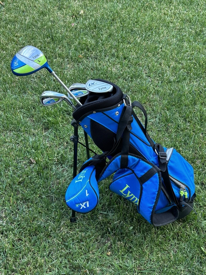 Lynx LX Jr Blue Kids Junior 4 Pc Golf Club Set Youth Right Handed w/ Stand Bag - Image 1 of 4