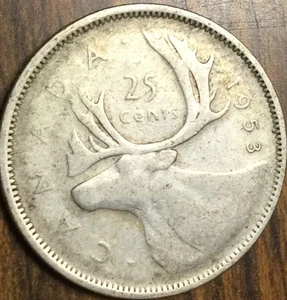 1953 CANADA SILVER 25 CENTS COIN - Picture 1 of 2