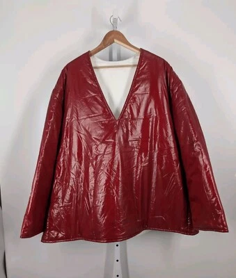 Calvin Klein 205w39nyc Raf Simons Proto Sample Burgundy Puffer Down VNeck Jacket - Image 1 of 4