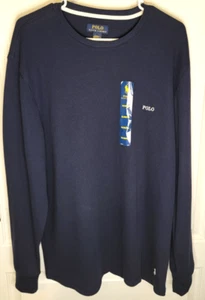 POLO RALPH LAUREN Herren Waffelstrick Thermo Nachtwäsche Shirt Größe XL Blau Neu mit Etikett - Bild 1 von 10