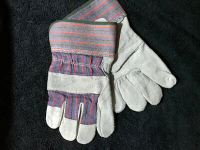 Guantes de trabajo con respaldo de mezclilla de cuero de vaca dividido - grandes Foto 1 de 3