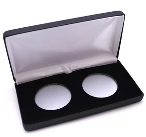 Caja de cuero negro para 2 dólares de plata Morgan en tapas ajustadas Air Tite - Imagen 1 de 6