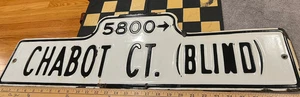 Chabot Ct. (Blind) White Enamel Street Sign 1950s & 60s Oakland, California rare - Picture 1 of 4