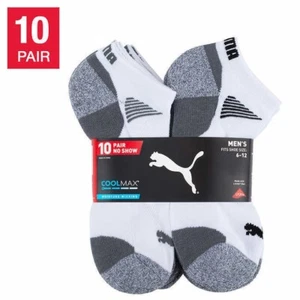 Puma Men's No Show Low Cut Socks, 10 Pair White Size 6-12 - Picture 1 of 1