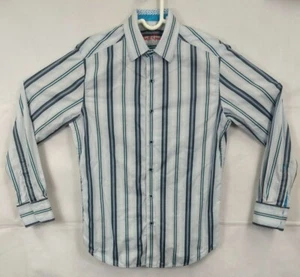 Robert Graham Tailored Fit Long Sleeve Men,S Shirt Gray Whit Blue Lines Size S - Picture 1 of 9