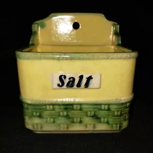 Salt Cellar Yellow and Green Wall Hanger Made in Japan Beautiful Glazing - Picture 1 of 9