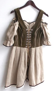 Damen Trachten Kleid Leder grün, Rock u. Ärmel beige Gr. 40 v. St. Moriz - Picture 1 of 2