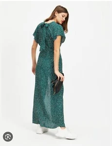 MISS SELFRIDGE GREEN LEOPARD ANIMAL PRINT MAXI DRESS SIZE 8 - Picture 1 of 2