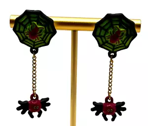 Vintage 80's Russ Spider Halloween Dangle Earrings - Picture 1 of 4
