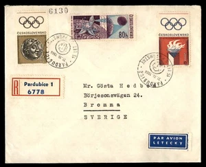 Mayfairstamps Czechoslovakia 1966 Reg Pardubice to Bromma Sweden Olympics Cover - Picture 1 of 2