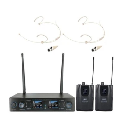 Church School Dual Headworn Headset Cordless Microphone System For Shure uhf Mic - Image 1 of 4