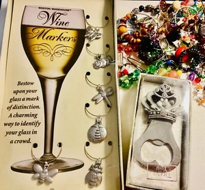 Lote de dijes y abridor de botellas de marcadores de vidrio para fiesta - Imagen 1 de 4