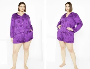 AS NEW, CITY CHIC SIZE 20 PLUS PYJAMA SET, LONG SLEEVE TOP AND SHORTS, PURPLE - Picture 1 of 8