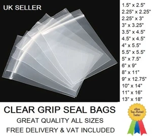 Grip Seal Bags Resealable Self Lock Polythene Plastic Clear Poly Mix ALL SIZES - Picture 1 of 10