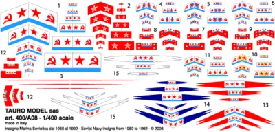TAURO MODEL TM400/A08 BANDIERE NAVALI - MARINA SOVIETICA SCALA 1:400 - Immagine 1 di 2
