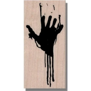 Mounted Rubber Stamp, BLOODY HAND PRINT, Halloween, Scary, Mixed Media, Horror - Picture 1 of 6